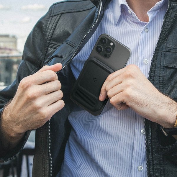 Spigen MagSafe Kortholder Lock Fit MagFit Sort
