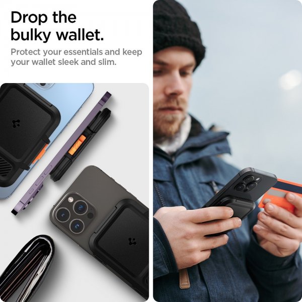 Spigen MagSafe Kortholder Lock Fit MagFit Sort