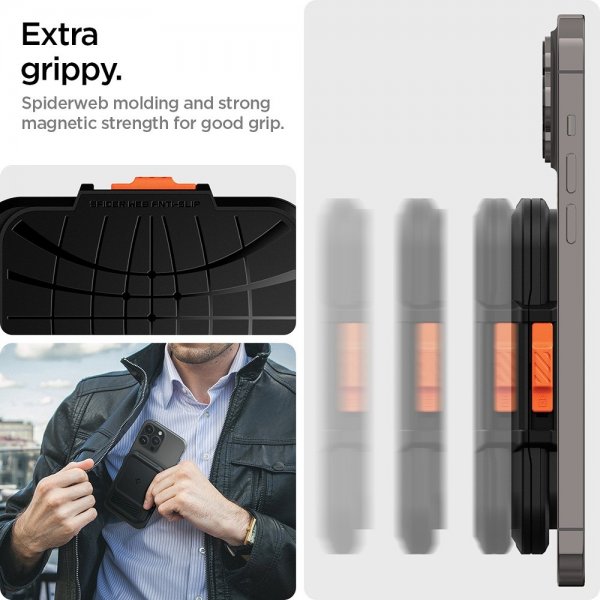 Spigen MagSafe Kortholder Lock Fit MagFit Sort