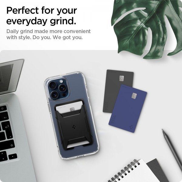 Spigen MagSafe Kortholder Rugged Armor 3 Cards MagFit Sort
