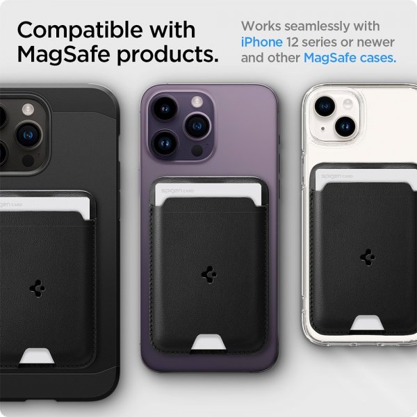 Spigen MagSafe kortholder Valentinus 3 Cards Holder MagFit Sort