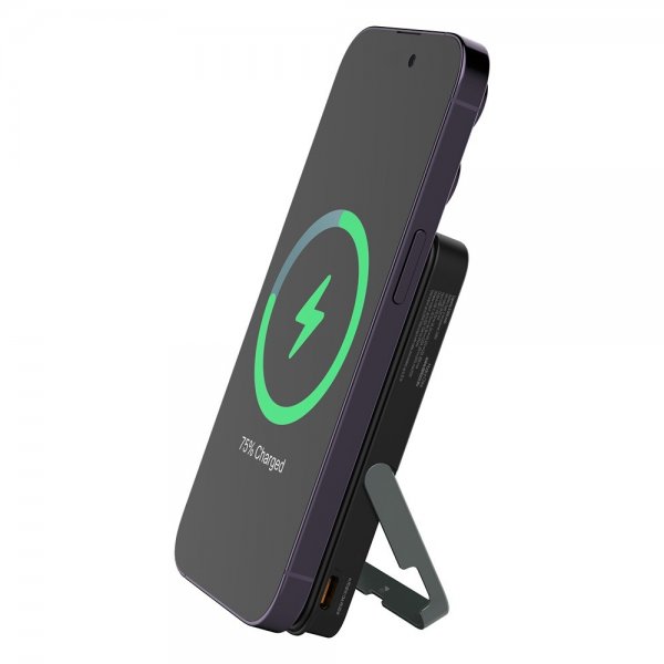 Deltaco MagSafe Powerbank med Stativ 5000 mAh 20W Sort