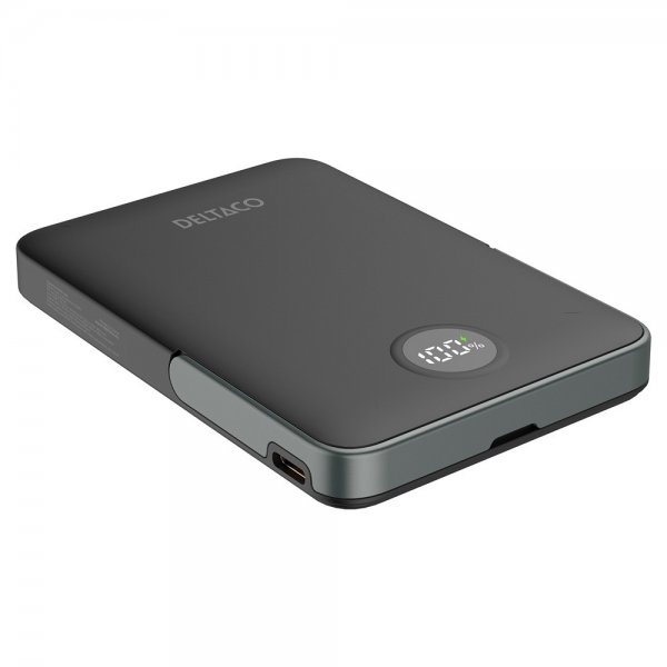 Deltaco MagSafe Powerbank med Stativ 5000 mAh 20W Sort