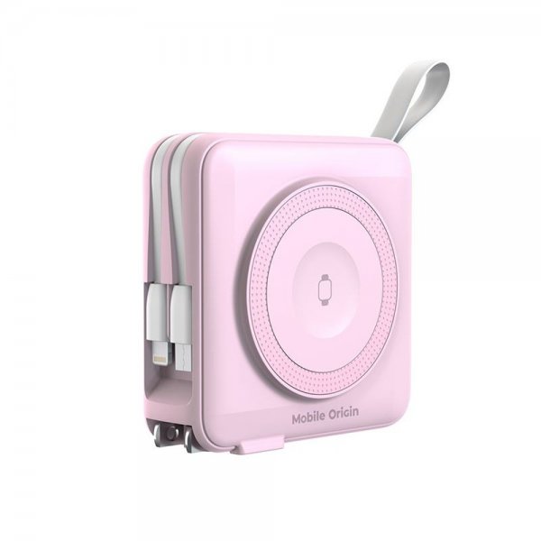 Mobile Origin MagSafe-powerbank/Rejseoplader Indbyggede kabler/Apple Watch-opladning Rosa