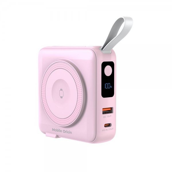 Mobile Origin MagSafe-powerbank/Rejseoplader Indbyggede kabler/Apple Watch-opladning Rosa