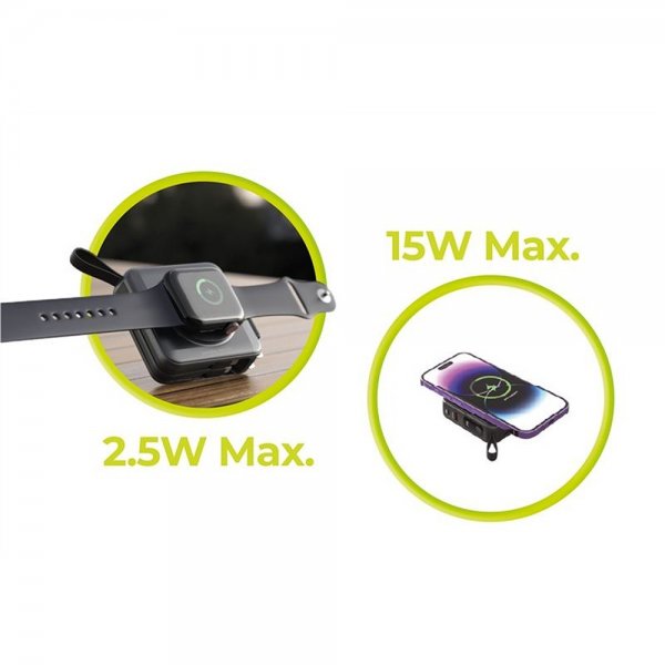 Mobile Origin MagSafe-powerbank/Rejseoplader Indbyggede kabler/Apple Watch-opladning Sort