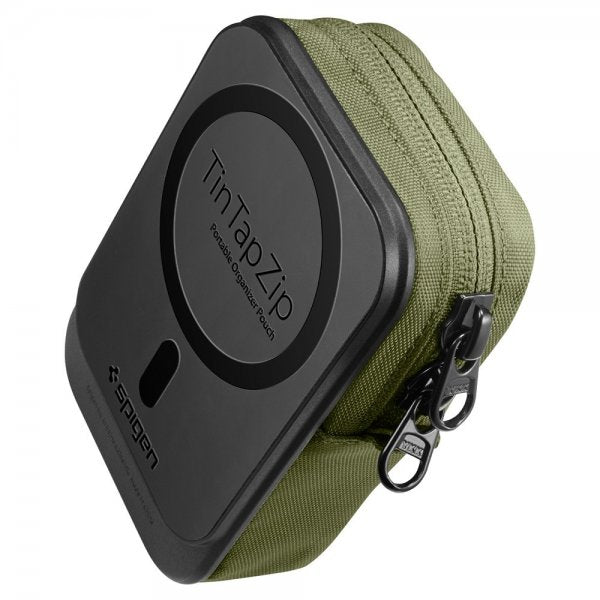 Spigen MagSafe Taske Bærbar Organizer Pouch Snap Zip MagFit Olivengrøn
