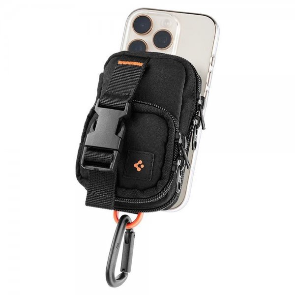 Spigen MagSafe Taske Bærbar Organiseringspung Snap Zip MagFit Sort