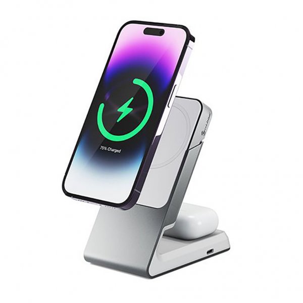 ALOGIC Matrix 2-i-1 universel magnetisk opladerstation MagSafe Hvid