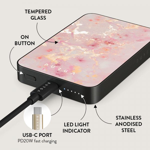Burga Powerbank MagSafe 5000 mAh Golden Coral Metalgrå