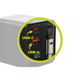 Mobile Origin Oplader med Display GaN 65W indbygget USB-C Kabel
