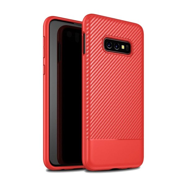 Samsung Galaxy S10E Cover Kulfibermønster Rød