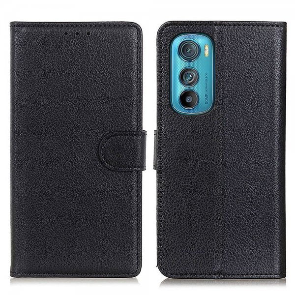 Motorola Edge 30 Etui Litchi Sort