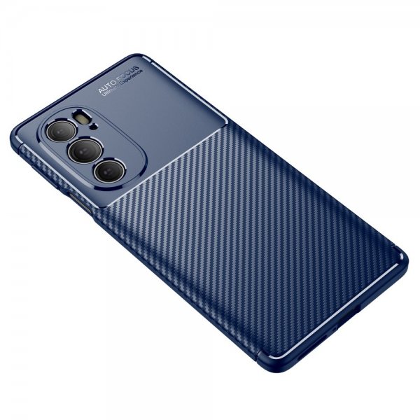 Motorola Edge 30 Pro Cover Kulfibertekstur Blå