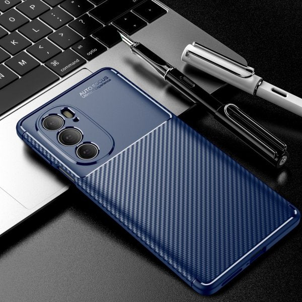 Motorola Edge 30 Pro Cover Kulfibertekstur Blå