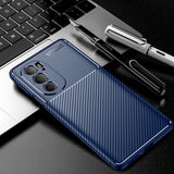 Motorola Edge 30 Pro Cover Kulfibertekstur Blå