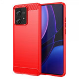 Motorola Edge 40 Neo Cover Børstet Kulfibertekstur Rød