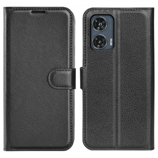 Motorola Edge 50 Fusion Etui Litchi Sort