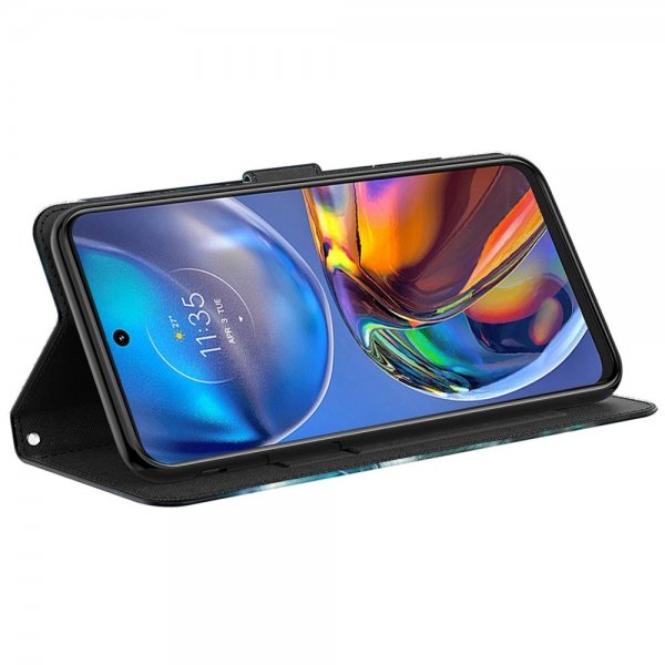 Motorola Moto e22i Cover Motiv Blå Marmor