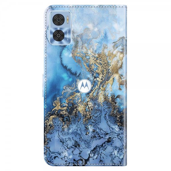 Motorola Moto e22i Cover Motiv Blå Marmor