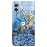 Motorola Moto e22i Cover Motiv Blå Marmor