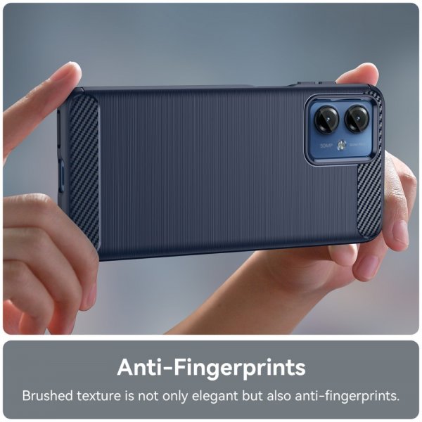 Motorola Moto G14 Cover Børstet Kulfibertekstur Blå