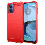 Motorola Moto G14 Cover Børstet Kulfibertekstur Rød