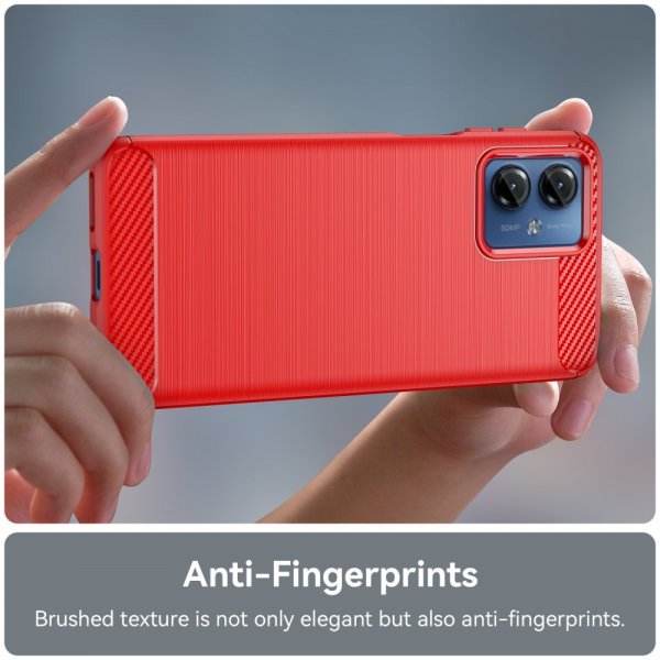 Motorola Moto G14 Cover Børstet Kulfibertekstur Rød