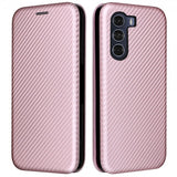 Motorola Moto G200 Cover Kulfibertekstur Rosaguld