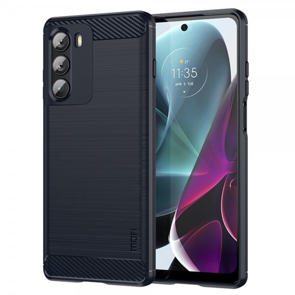 Mofi Motorola Moto G200 Cover Børstet Kulfibertekstur Blå