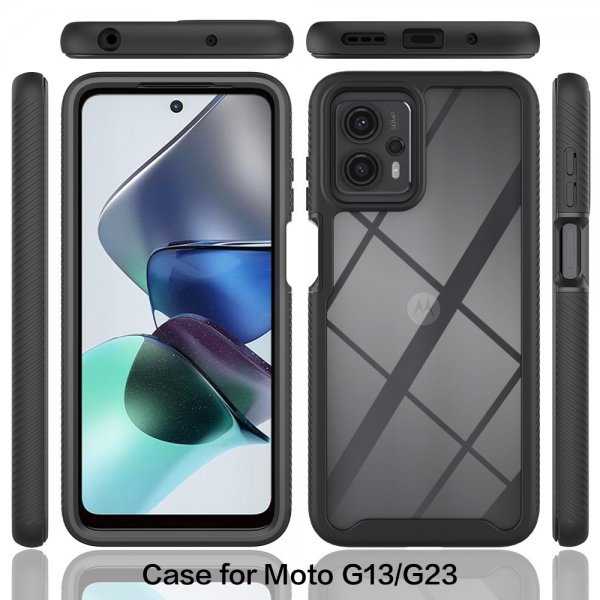 Motorola Moto G23 Cover med Indbygget Skærmbeskyttelse Rød