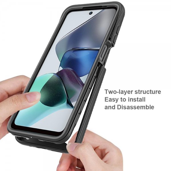 Motorola Moto G23 Cover med Indbygget Skærmbeskytter Rosa