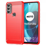 Mofi Motorola Moto G71 5G Cover Børstet Kulfibertekstur Rød