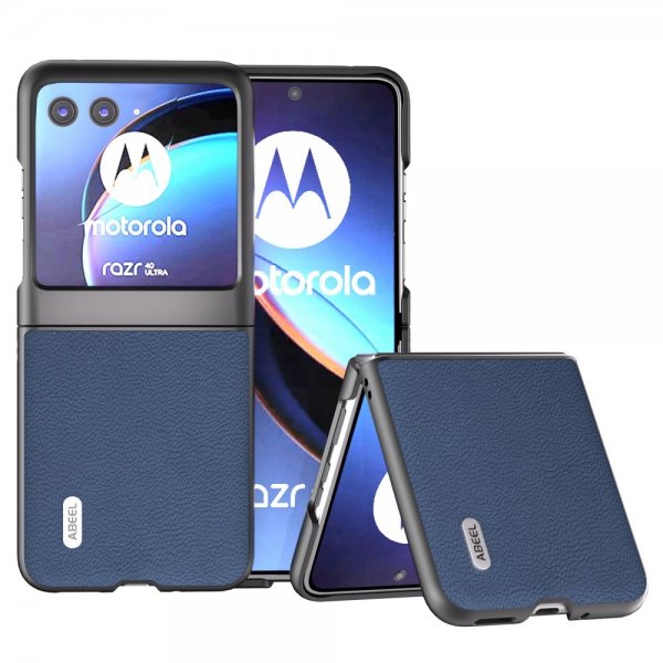 ABEEL Motorola Razr 40 Ultra Etui Ægte Læder Blå