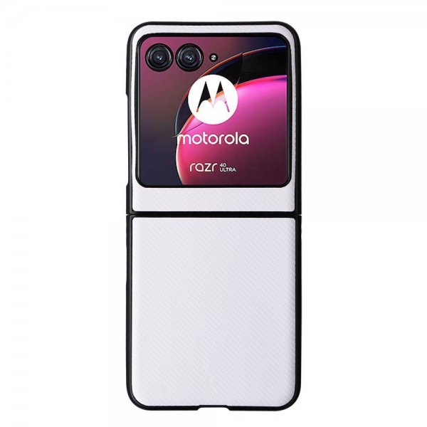 Motorola Razr 40 Ultra Cover Kulfibermønster Hvid