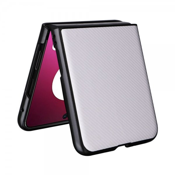 Motorola Razr 40 Ultra Cover Kulfibermønster Hvid