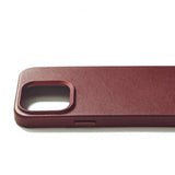 Mujjo iPhone 15 Pro Cover Full Leather Case MagSafe Burgundy