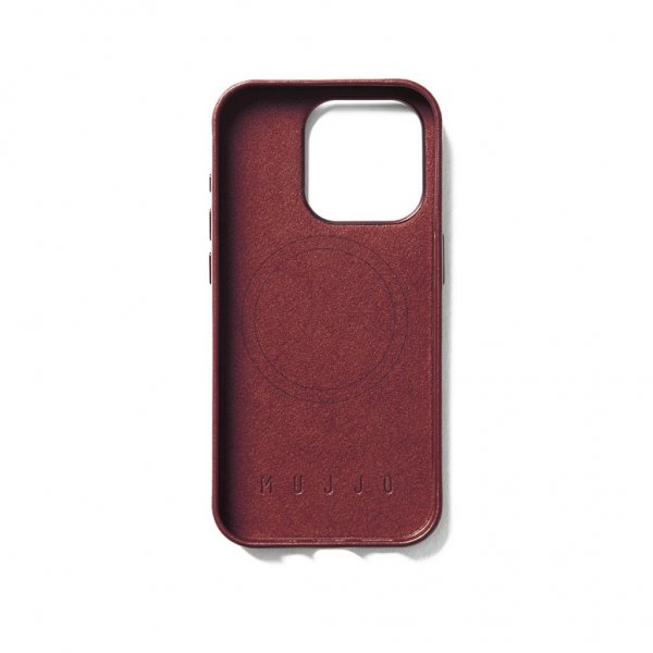 Mujjo iPhone 15 Pro Cover Full Leather Case MagSafe Burgundy