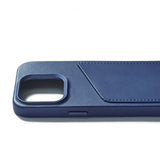 Mujjo iPhone 15 Pro Cover Full Leather Wallet Case MagSafe Monaco Blue