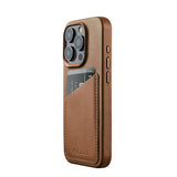 Mujjo iPhone 15 Pro Cover Full Leather Wallet Case MagSafe Dark Tan