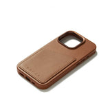 Mujjo iPhone 15 Pro Cover Full Leather Wallet Case MagSafe Dark Tan