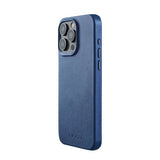 Mujjo iPhone 15 Pro Max Cover i fuldnarvet læder med MagSafe Monaco Blue