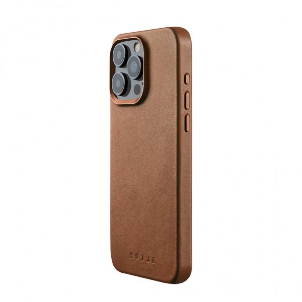 Mujjo iPhone 15 Pro Max Cover i fuldnarvet læder med MagSafe Dark Tan