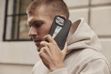 Mujjo iPhone 15 Pro Max Cover i fuldnarvet læder med kortholder MagSafe Sort
