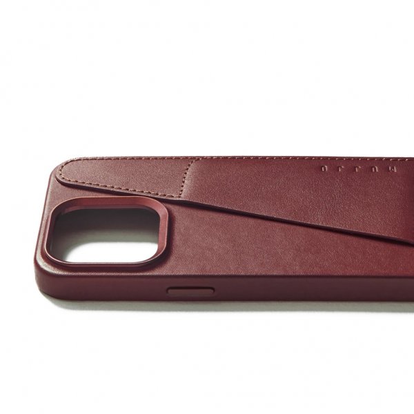 Mujjo iPhone 15 Pro Max Cover i fuldlæder med kortholder MagSafe Burgundy