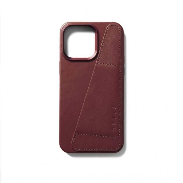 Mujjo iPhone 15 Pro Max Cover i fuldlæder med kortholder MagSafe Burgundy