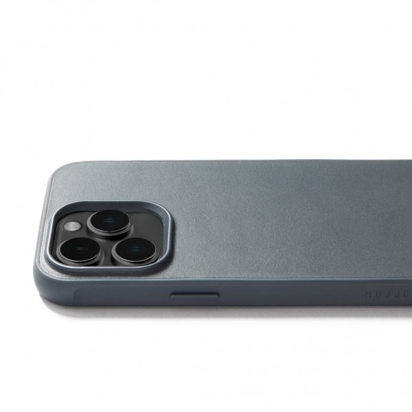 Mujjo iPhone 15 Pro Max Cover Shield Case Steel Blue