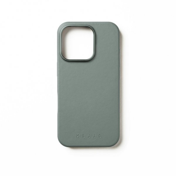 Mujjo iPhone 16 Pro Cover Full Leather Case Green Smoke
