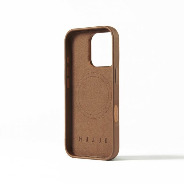 Mujjo iPhone 16 Pro Cover i Fuld Læder Dark Tan