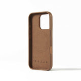 Mujjo iPhone 16 Pro Cover i Fuld Læder Dark Tan